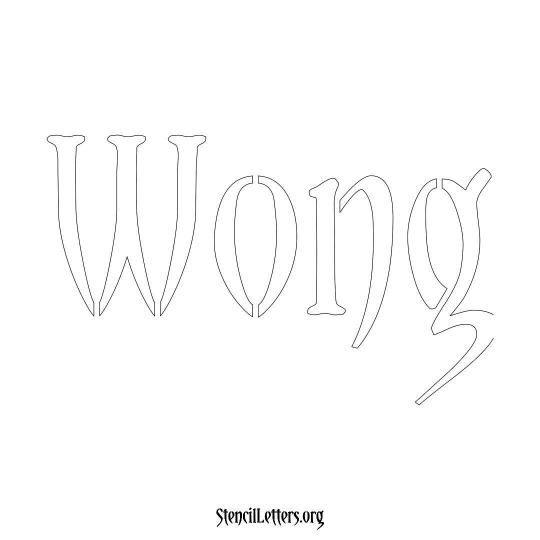 Wong name stencil in Vintage Brush Lettering