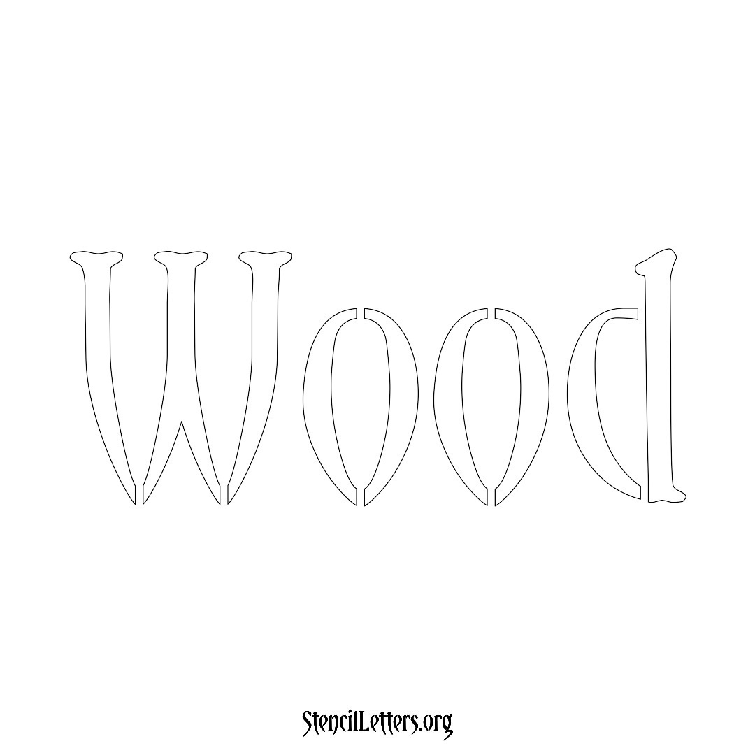 Wood name stencil in Vintage Brush Lettering