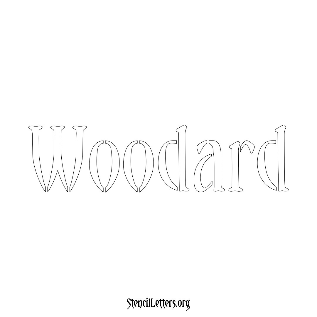 Woodard name stencil in Vintage Brush Lettering