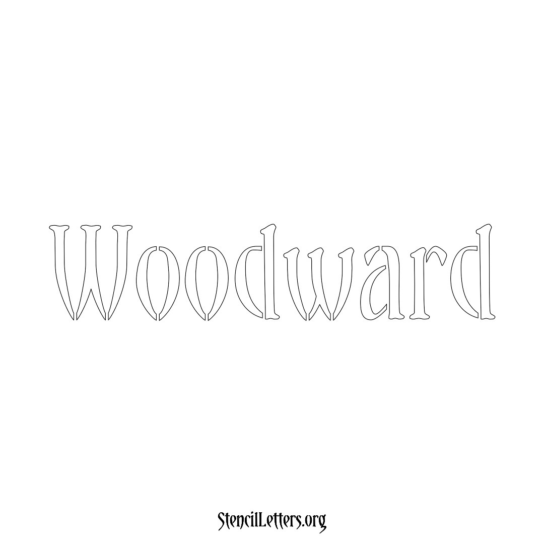 Woodward name stencil in Vintage Brush Lettering