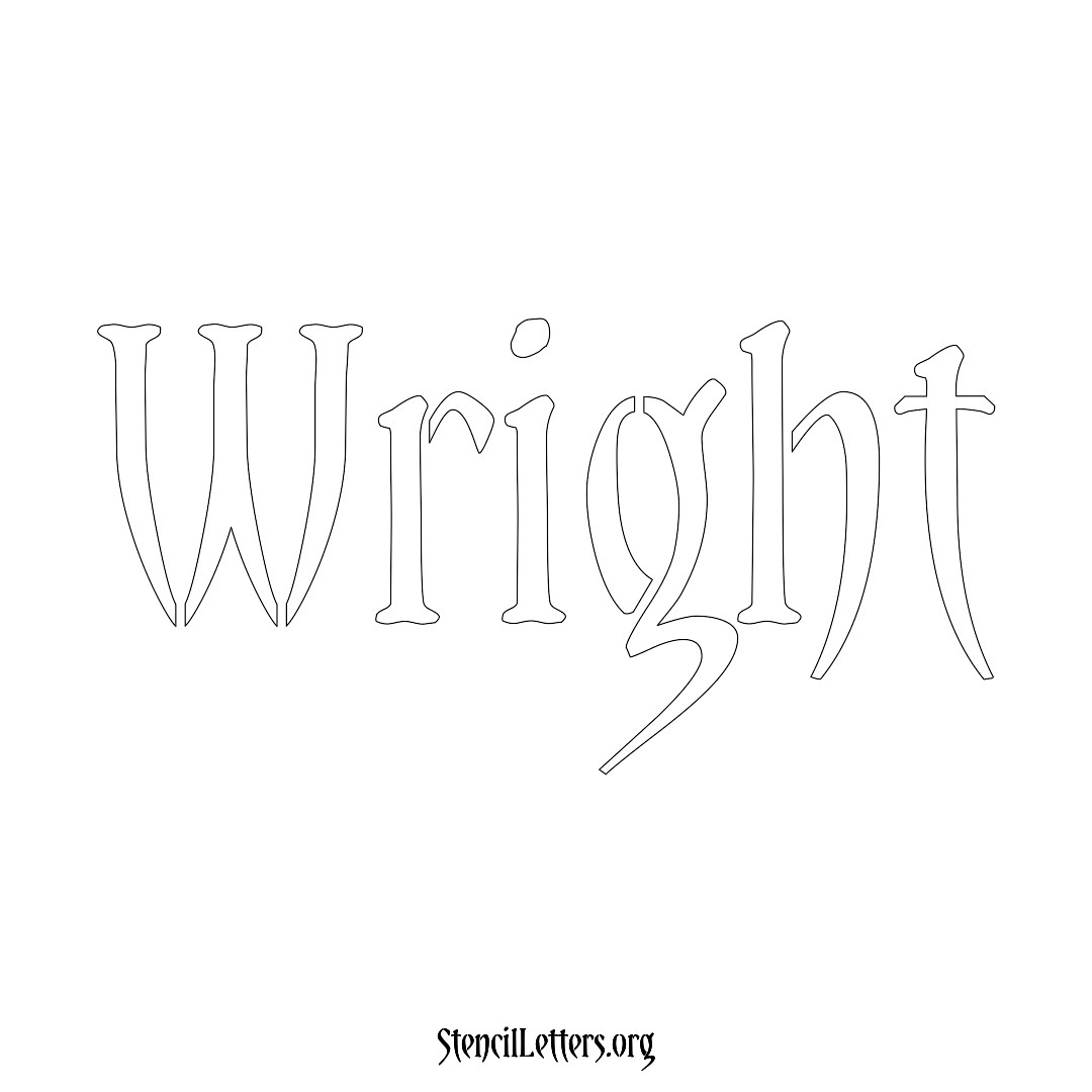 Wright name stencil in Vintage Brush Lettering