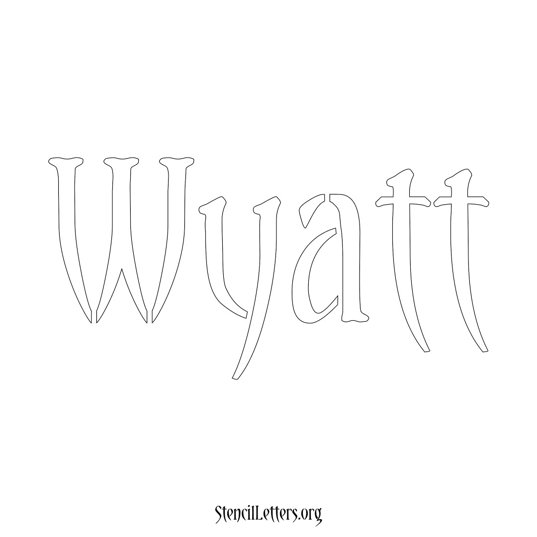 Wyatt name stencil in Vintage Brush Lettering
