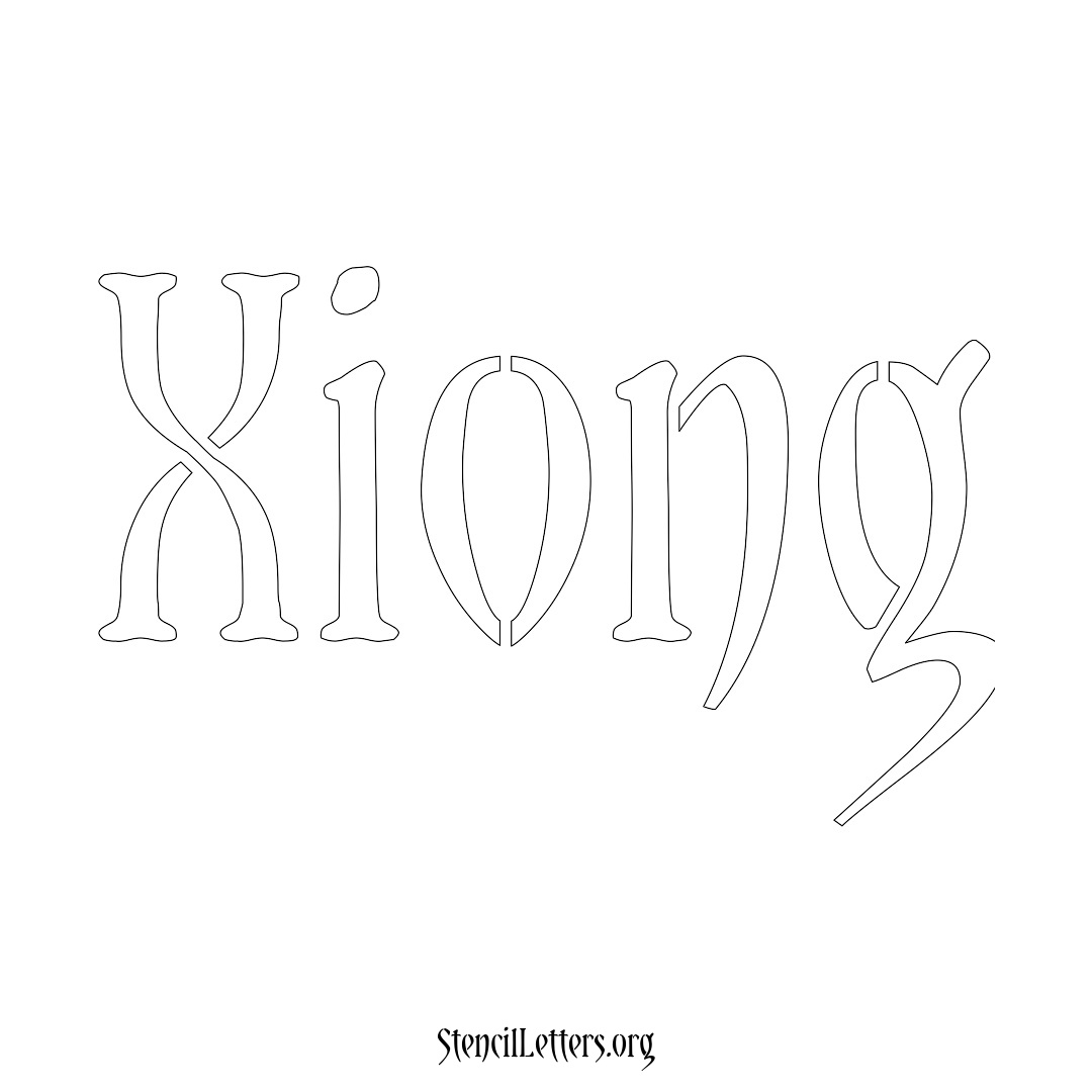Xiong name stencil in Vintage Brush Lettering