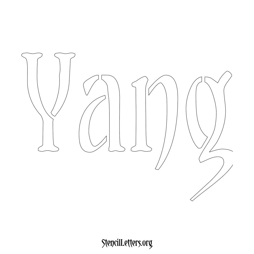 Yang name stencil in Vintage Brush Lettering