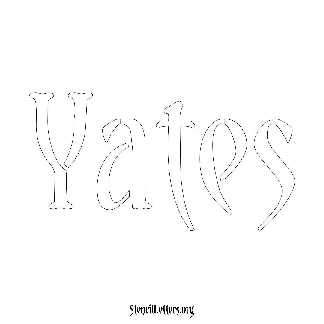 Yates name stencil in Vintage Brush Lettering