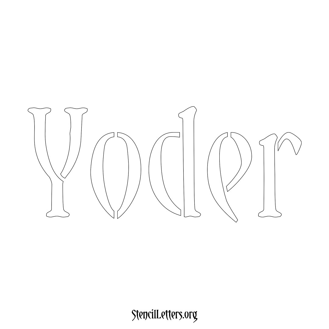 Yoder name stencil in Vintage Brush Lettering