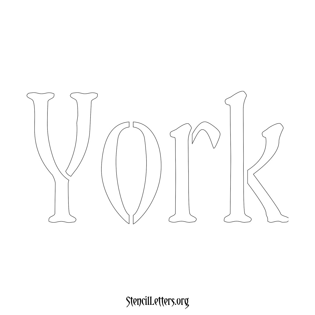 York name stencil in Vintage Brush Lettering