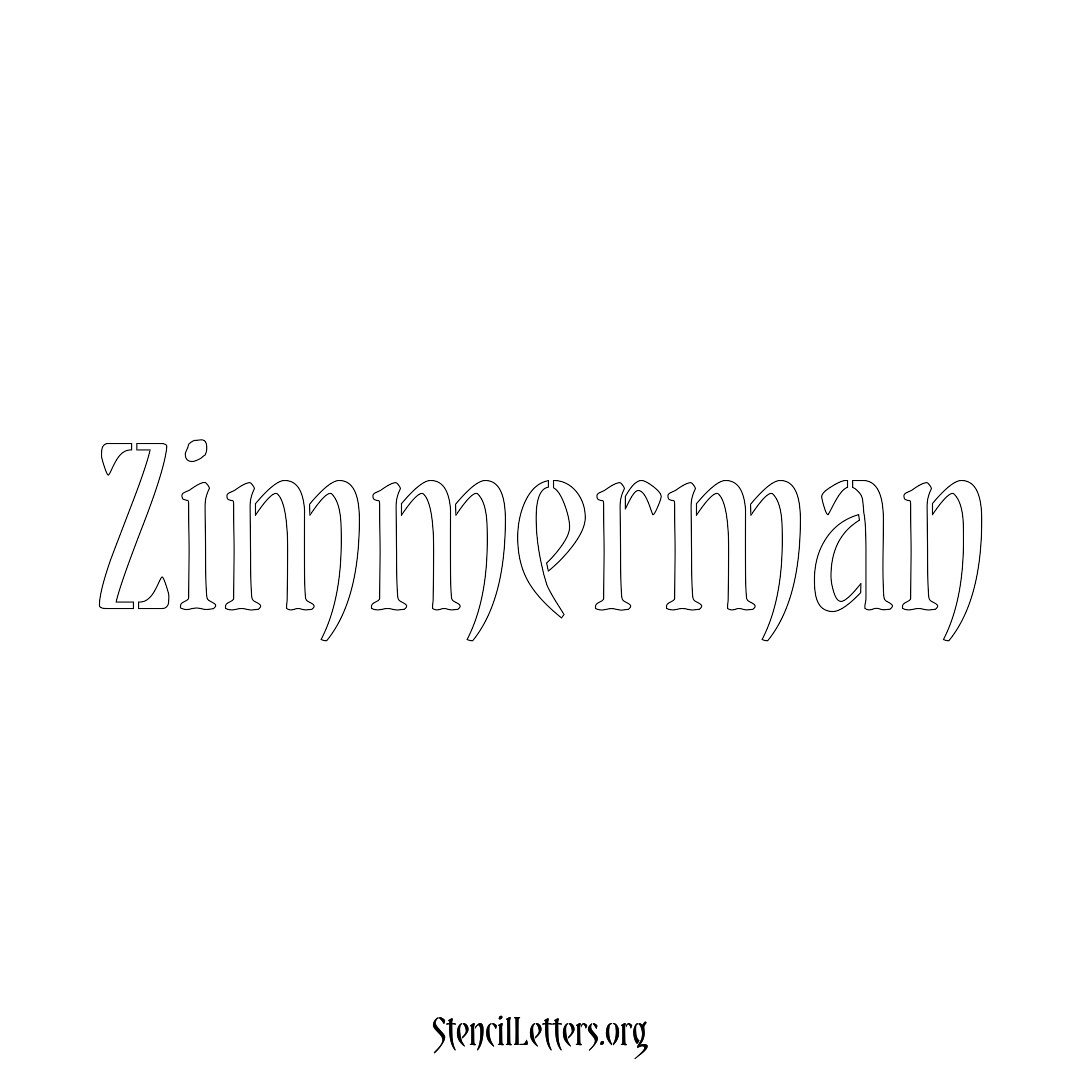 Zimmerman name stencil in Vintage Brush Lettering