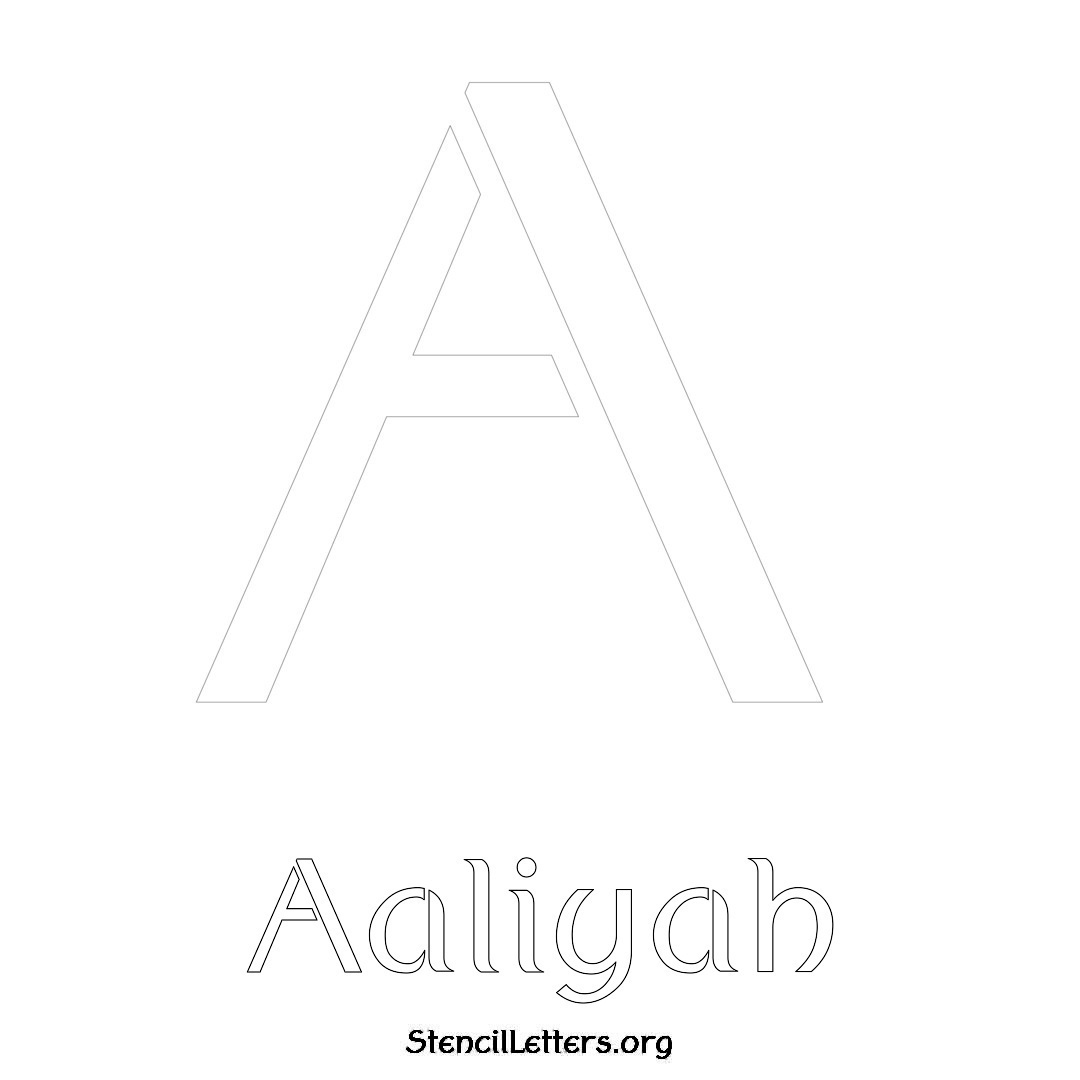 Aaliyah printable name initial stencil in Ancient Lettering