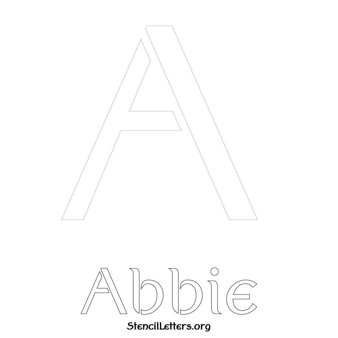 Abbie printable name initial stencil in Ancient Lettering
