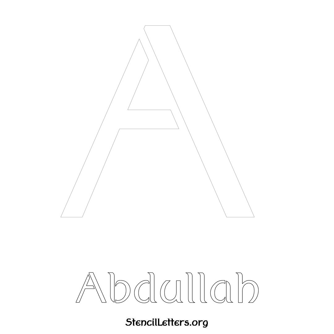 Abdullah printable name initial stencil in Ancient Lettering