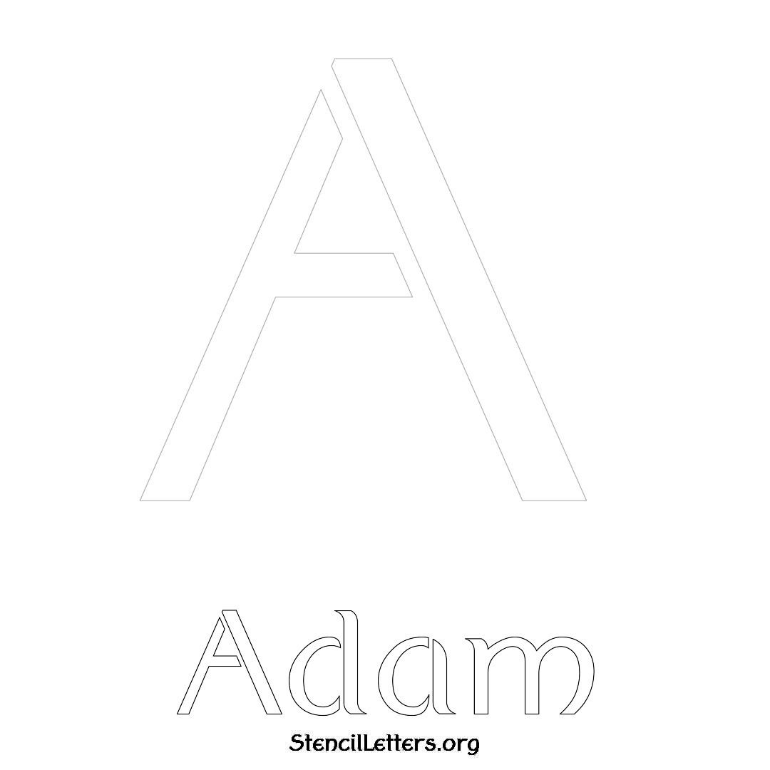 Adam printable name initial stencil in Ancient Lettering