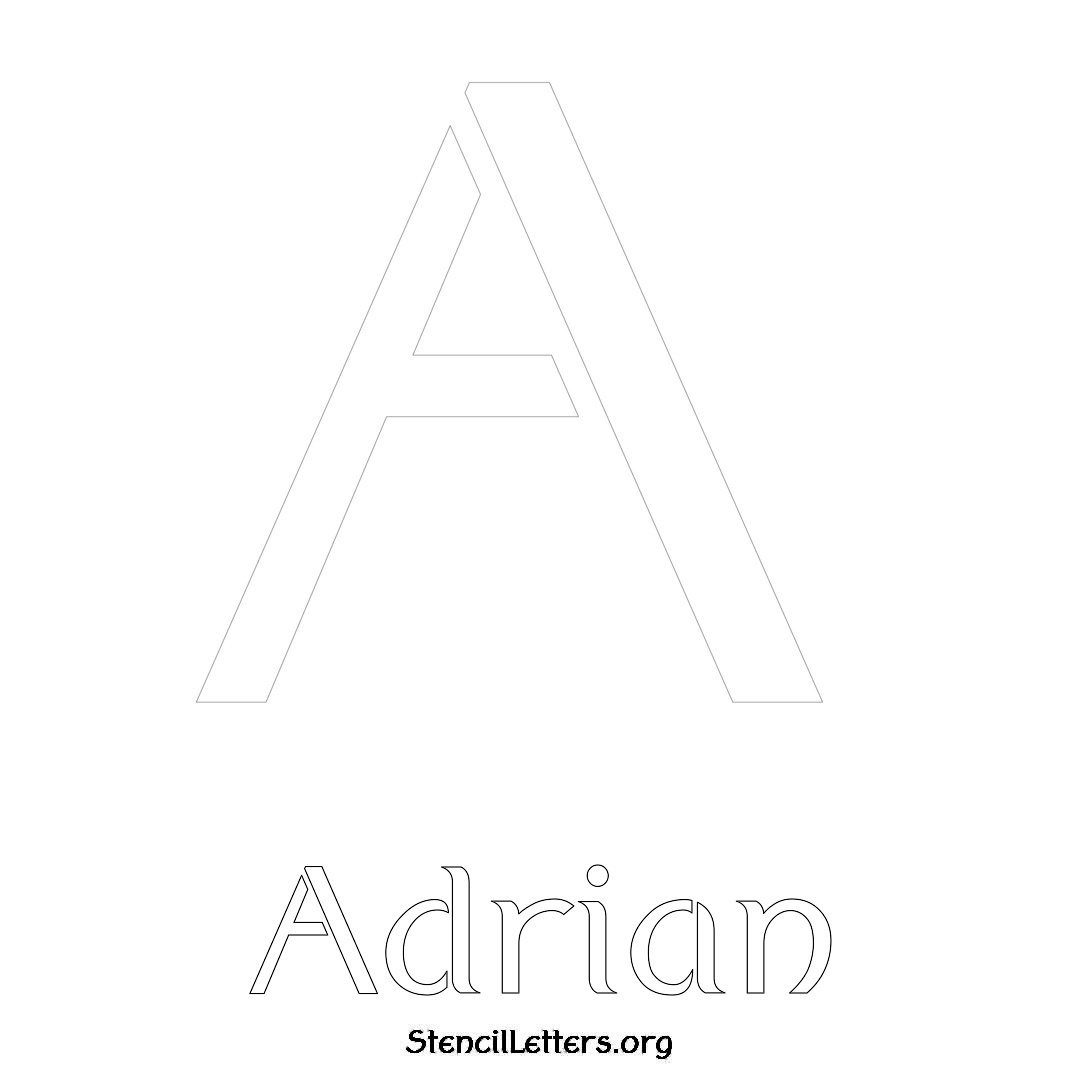 Adrian printable name initial stencil in Ancient Lettering