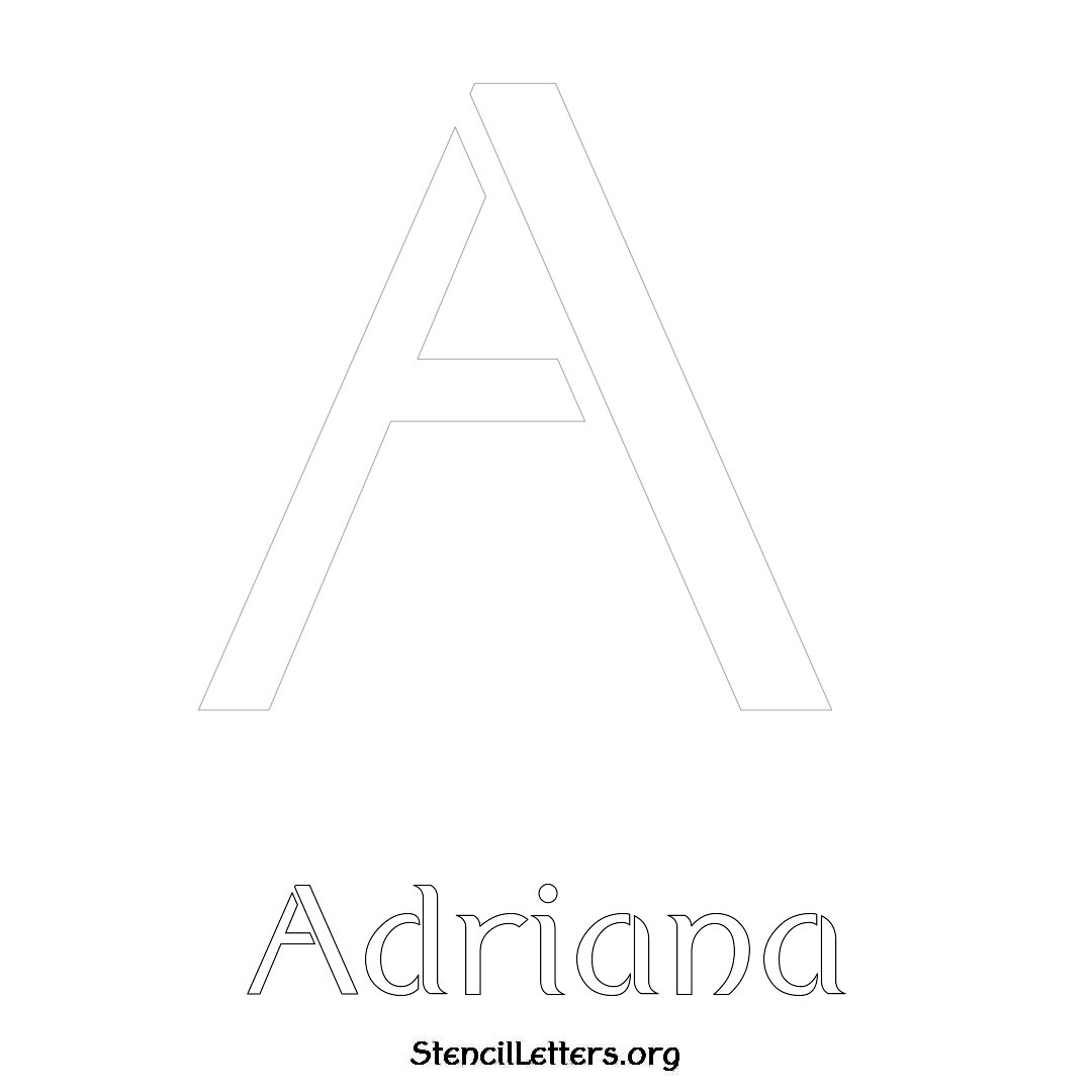 Adriana printable name initial stencil in Ancient Lettering