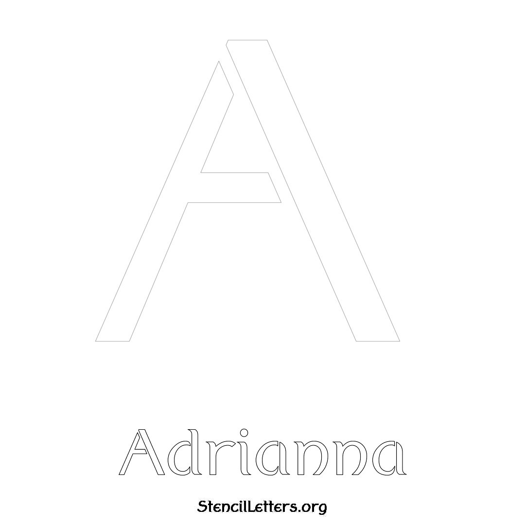 Adrianna printable name initial stencil in Ancient Lettering