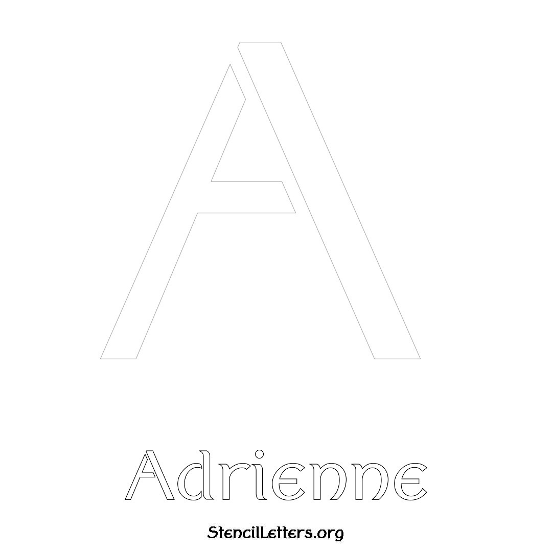 Adrienne printable name initial stencil in Ancient Lettering