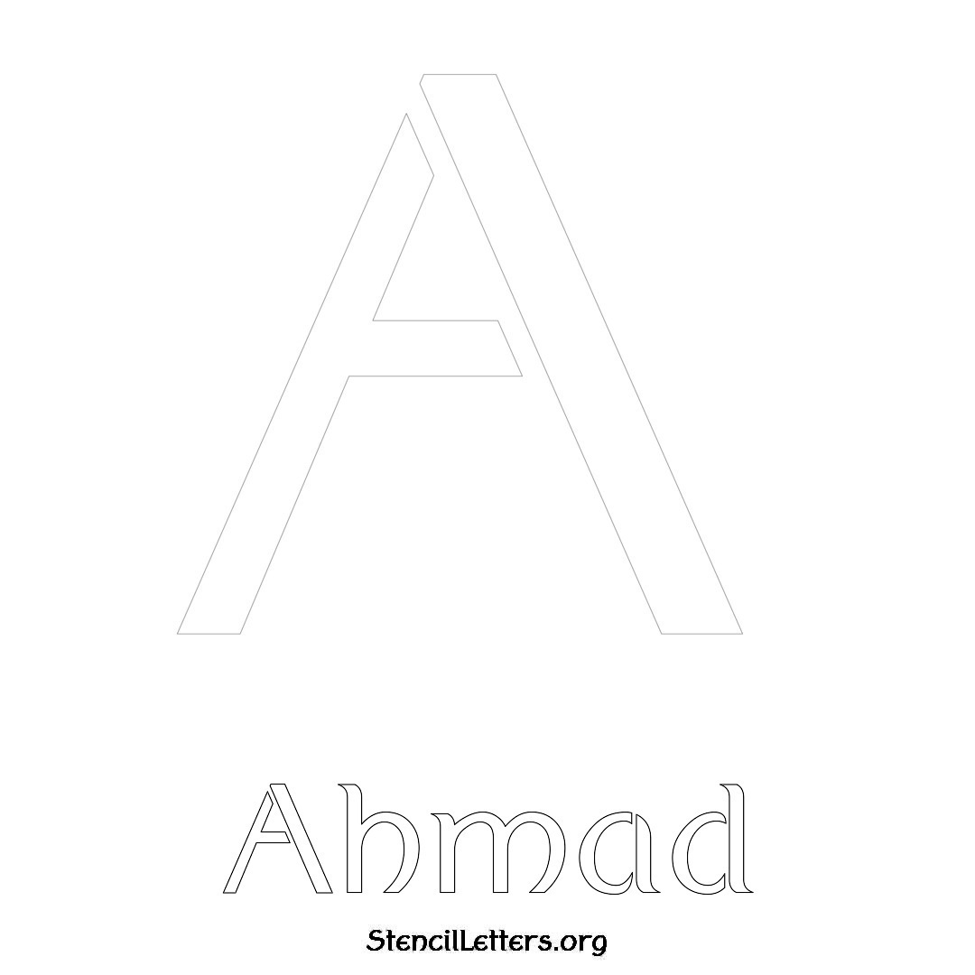 Ahmad printable name initial stencil in Ancient Lettering