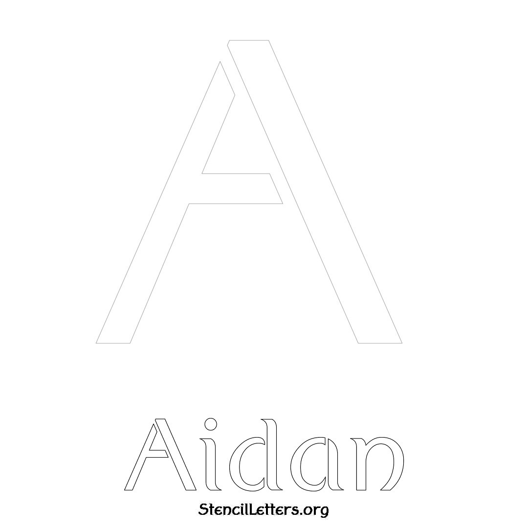 Aidan printable name initial stencil in Ancient Lettering
