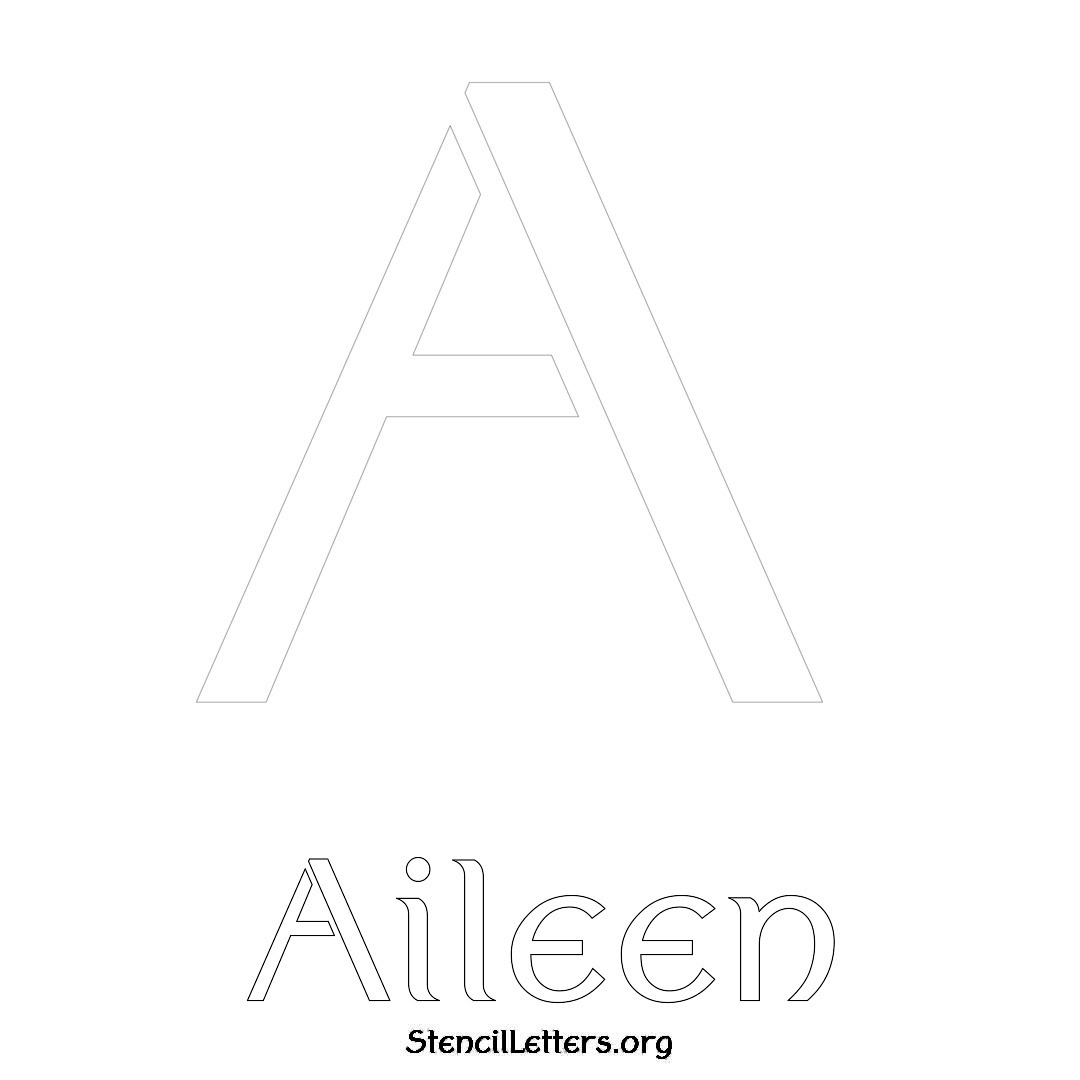 Aileen printable name initial stencil in Ancient Lettering