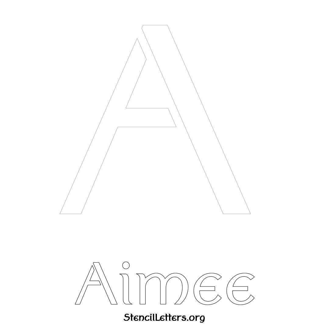 Aimee printable name initial stencil in Ancient Lettering