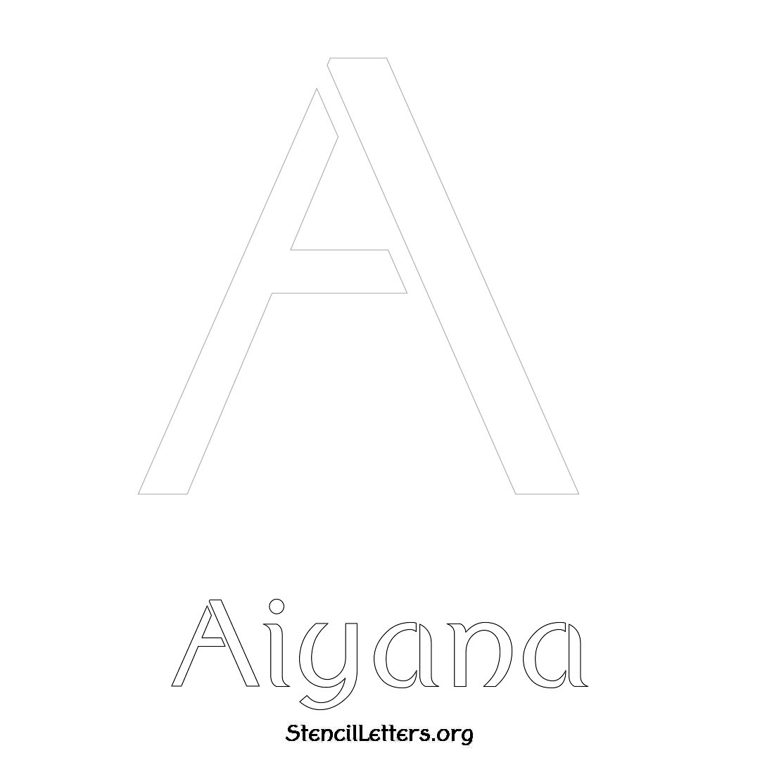 Aiyana printable name initial stencil in Ancient Lettering