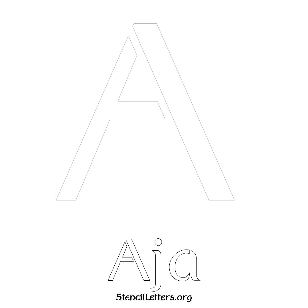Aja printable name initial stencil in Ancient Lettering