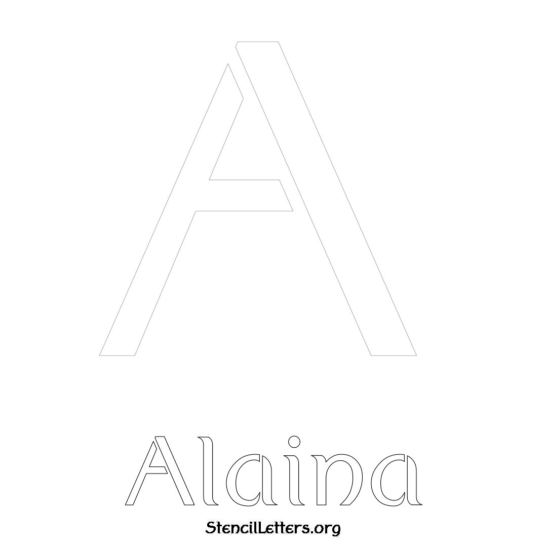 Alaina printable name initial stencil in Ancient Lettering
