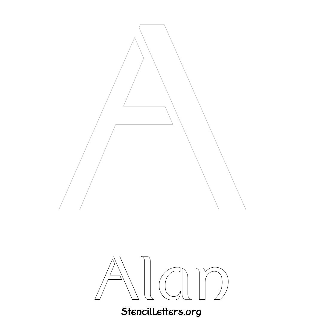 Alan printable name initial stencil in Ancient Lettering