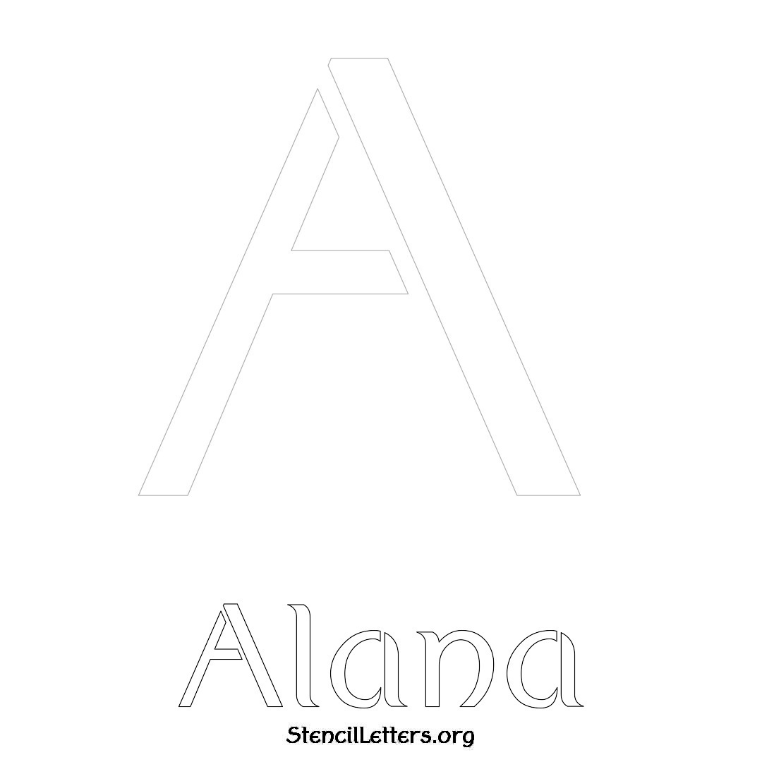 Alana printable name initial stencil in Ancient Lettering