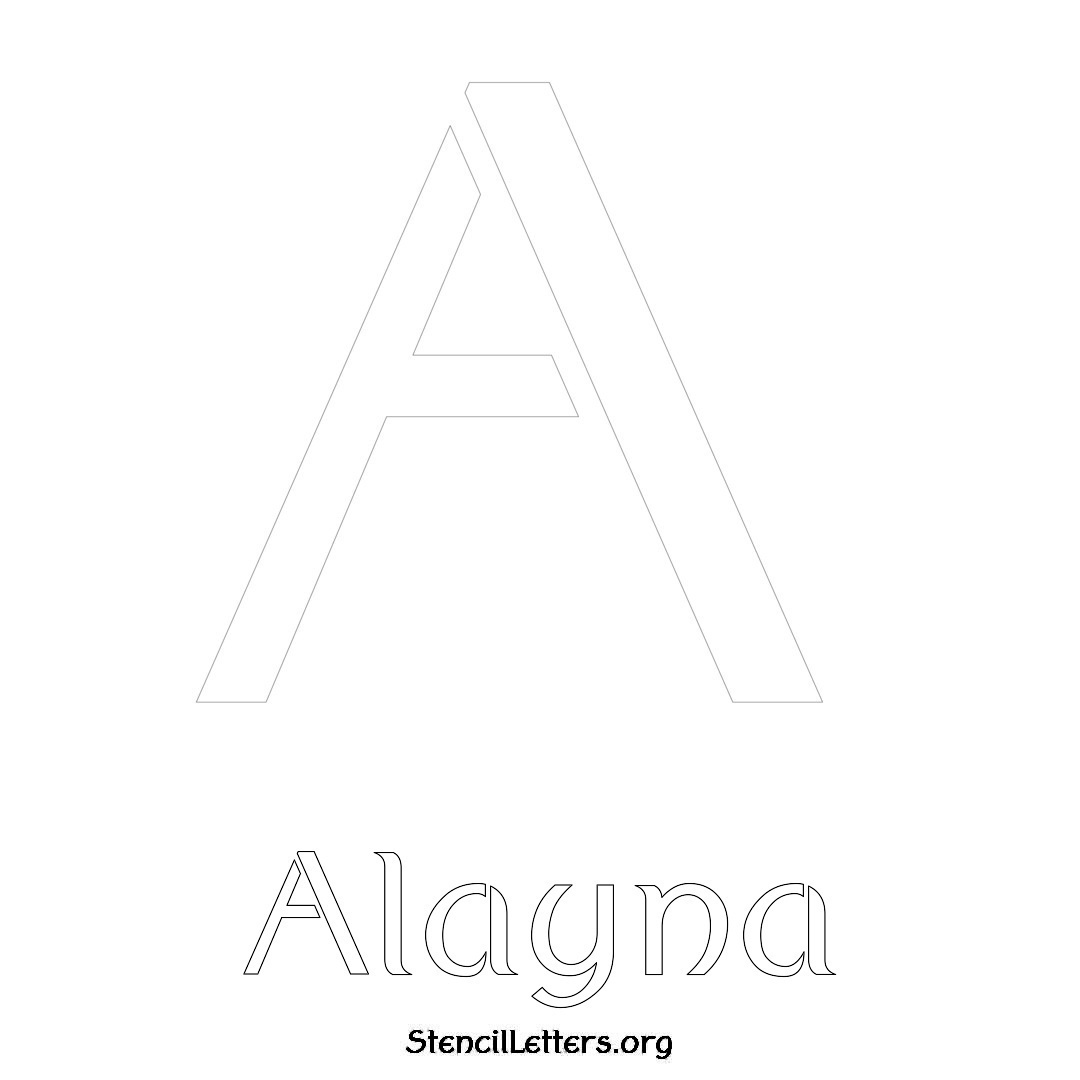 Alayna printable name initial stencil in Ancient Lettering