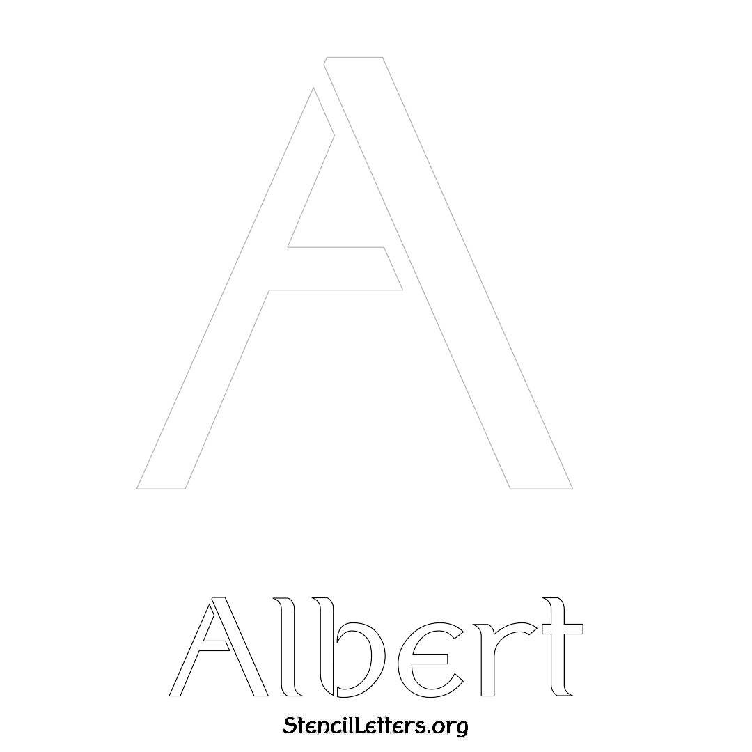 Albert printable name initial stencil in Ancient Lettering