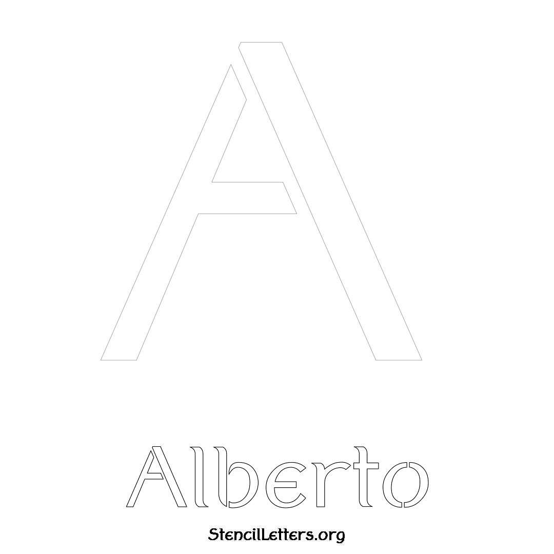 Alberto printable name initial stencil in Ancient Lettering