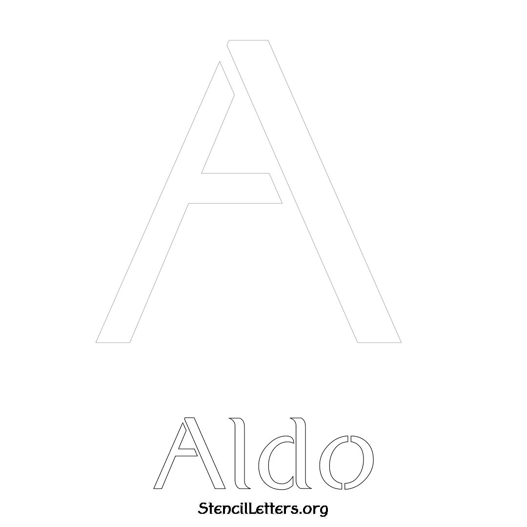 Aldo printable name initial stencil in Ancient Lettering