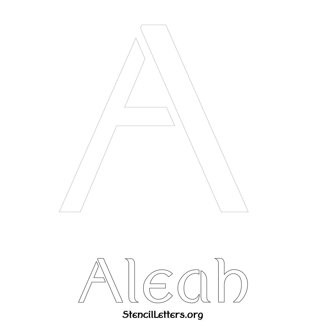 Aleah printable name initial stencil in Ancient Lettering