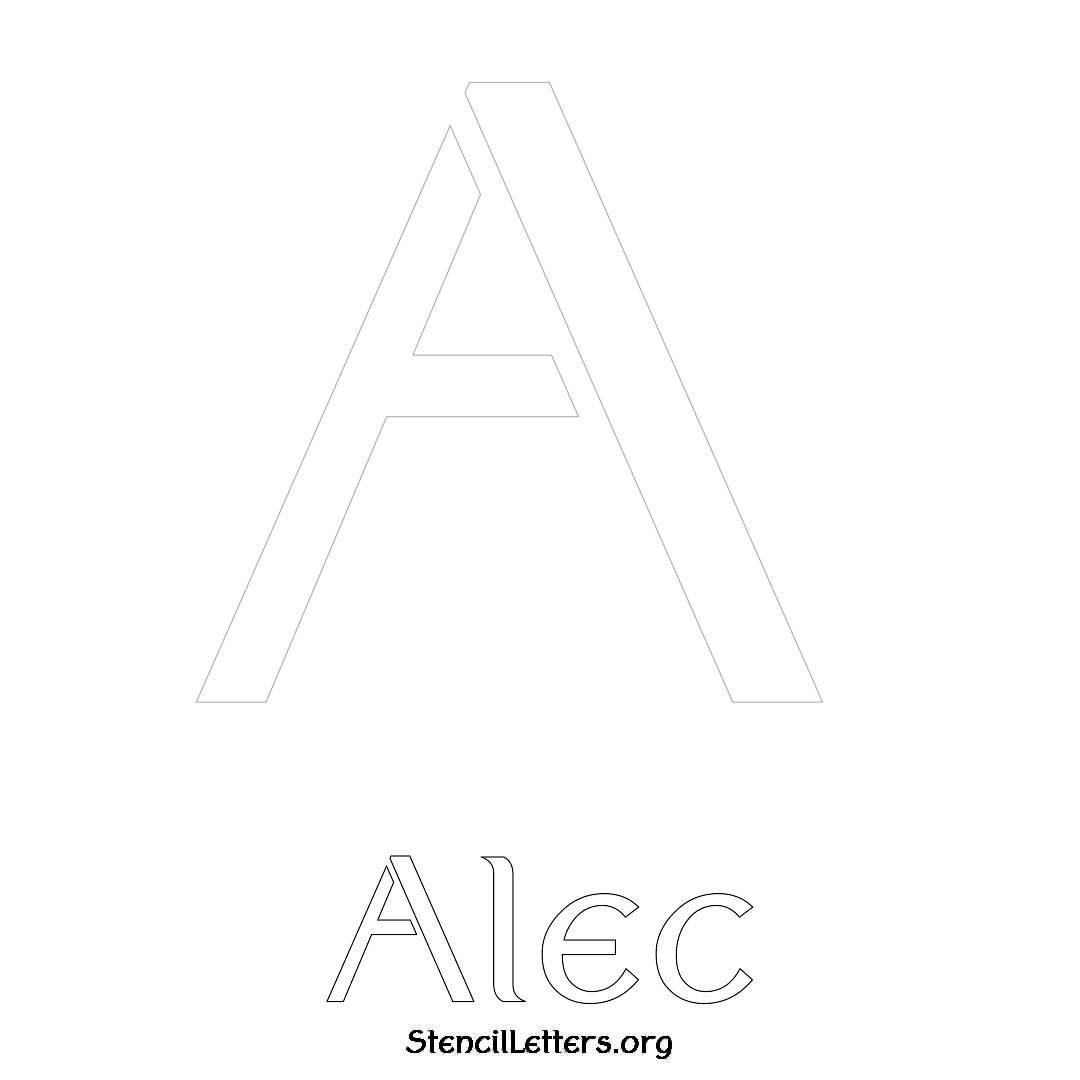 Alec printable name initial stencil in Ancient Lettering