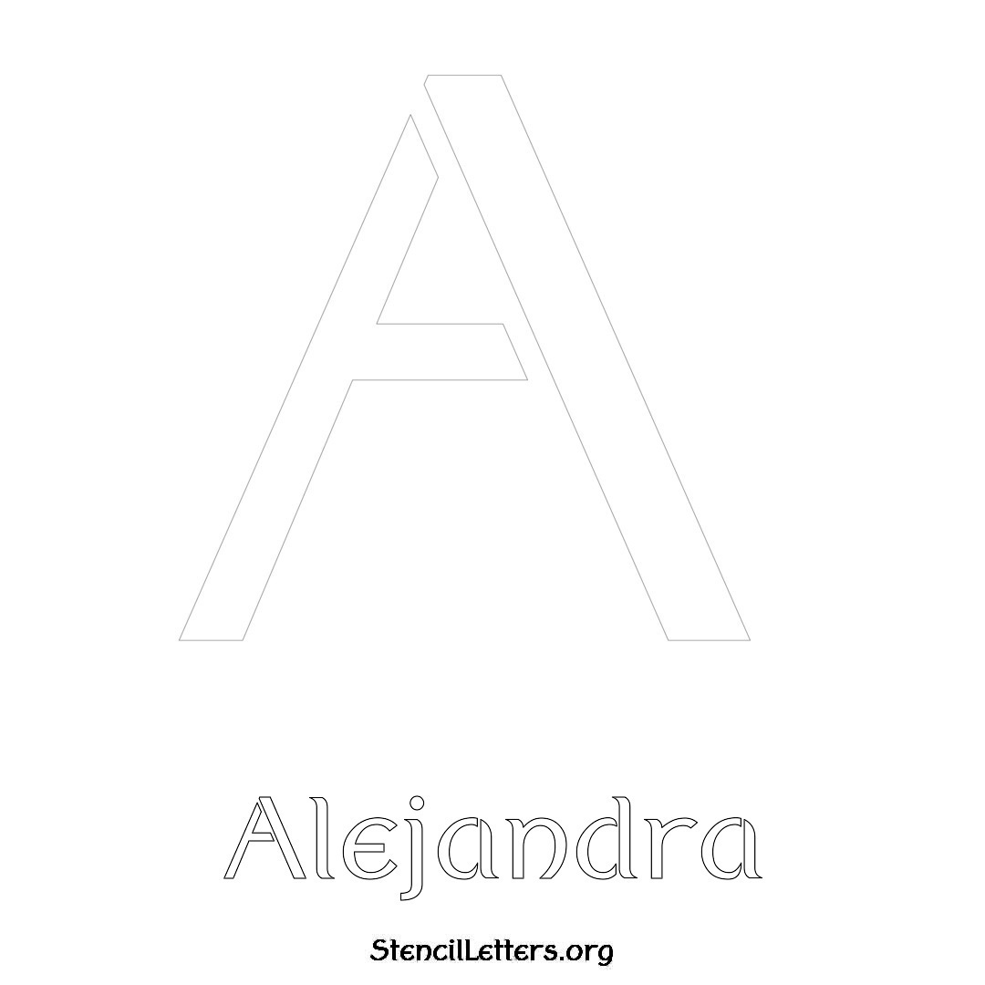 Alejandra printable name initial stencil in Ancient Lettering