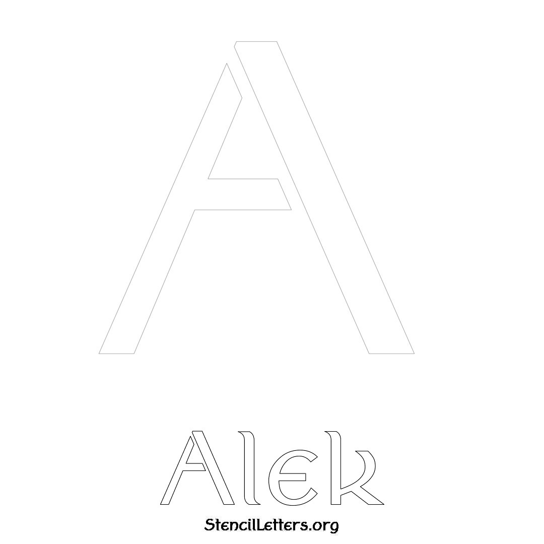 Alek printable name initial stencil in Ancient Lettering