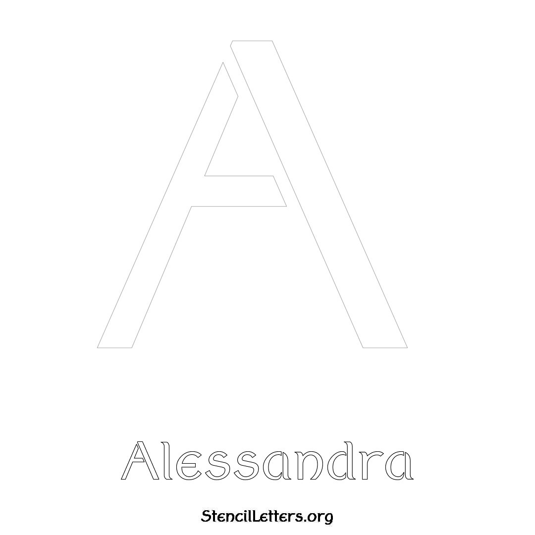 Alessandra printable name initial stencil in Ancient Lettering