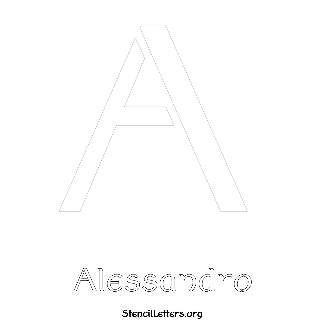 Alessandro printable name initial stencil in Ancient Lettering