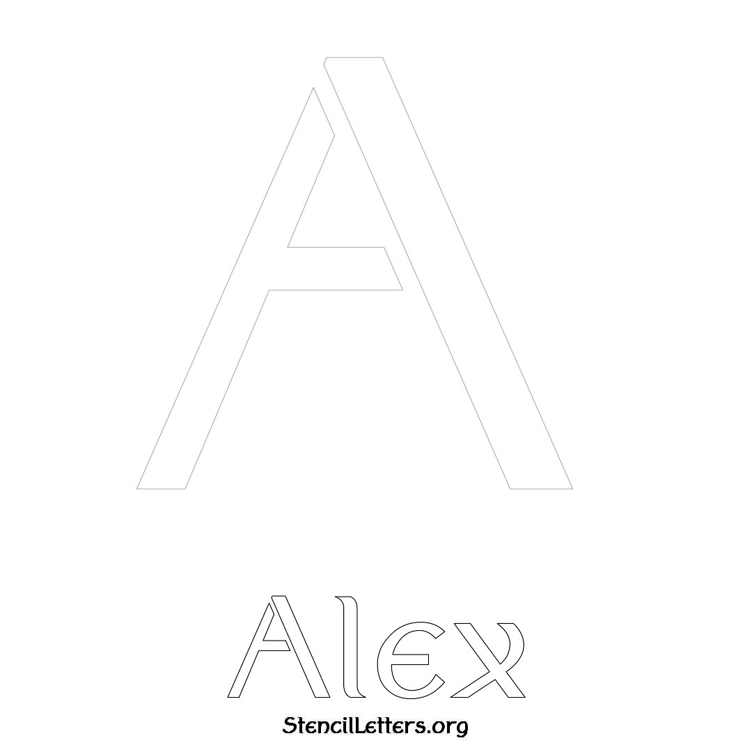 Alex printable name initial stencil in Ancient Lettering
