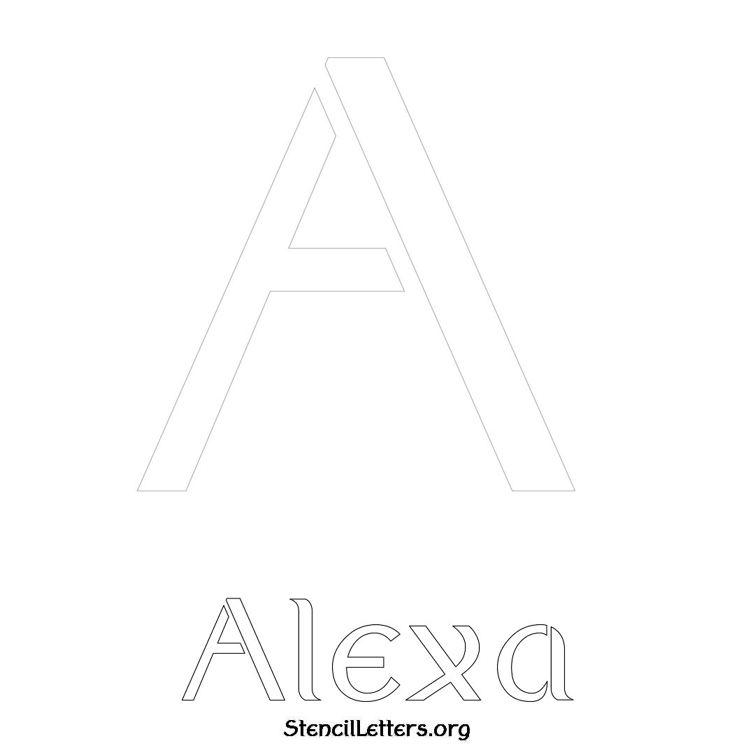 Alexa printable name initial stencil in Ancient Lettering