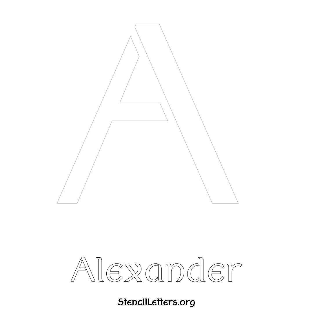 Alexander printable name initial stencil in Ancient Lettering