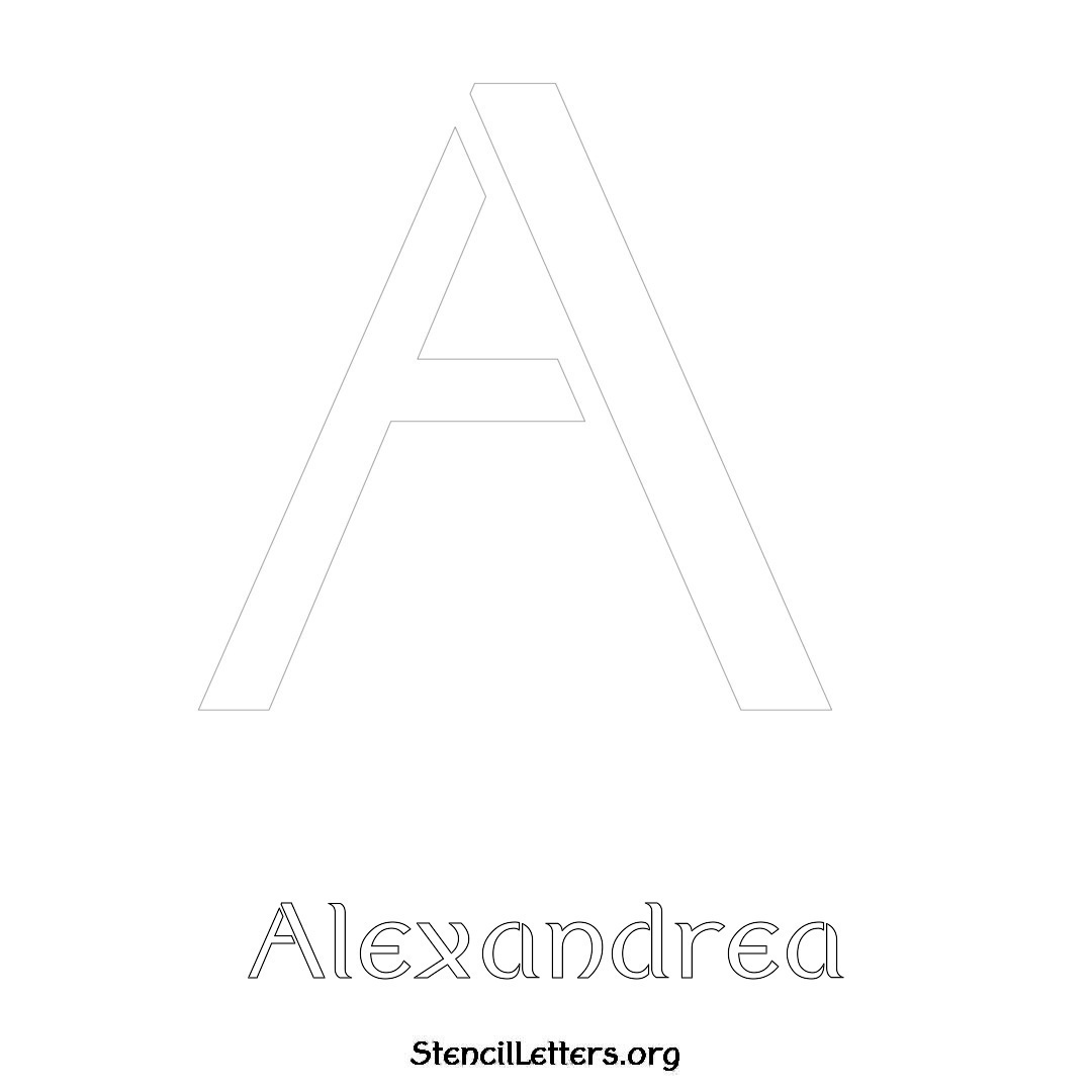 Alexandrea printable name initial stencil in Ancient Lettering