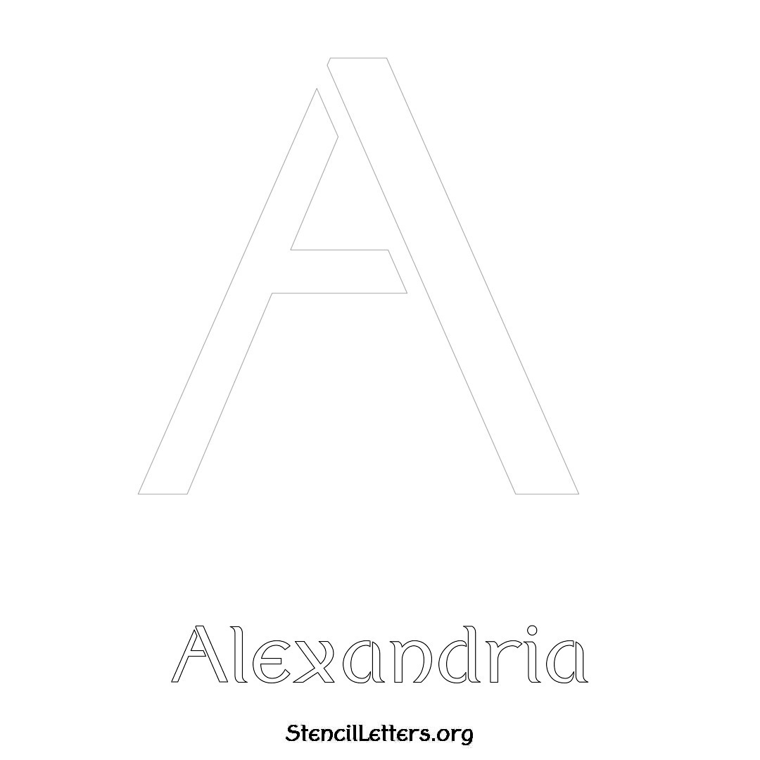 Alexandria printable name initial stencil in Ancient Lettering