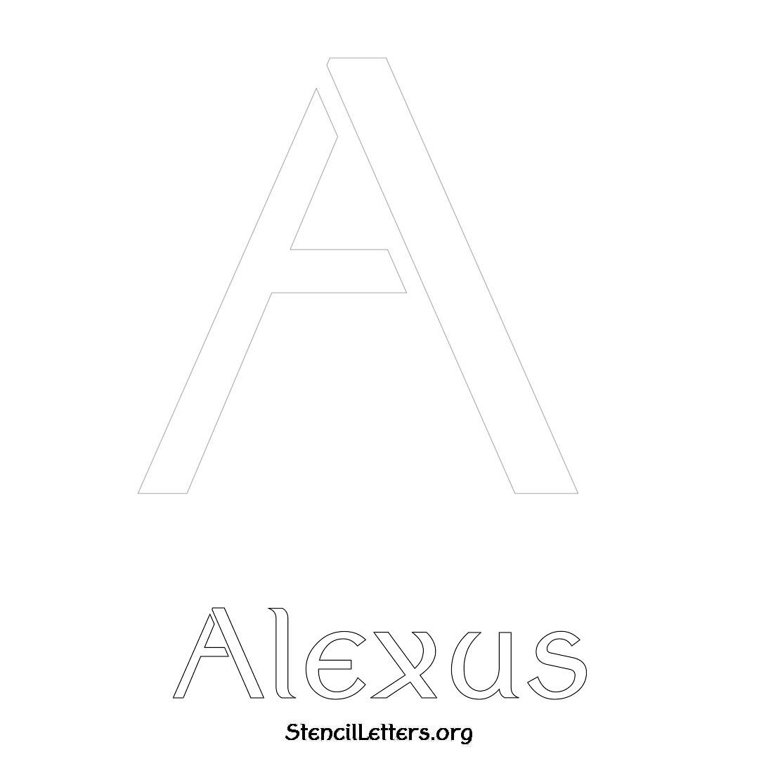 Alexus printable name initial stencil in Ancient Lettering