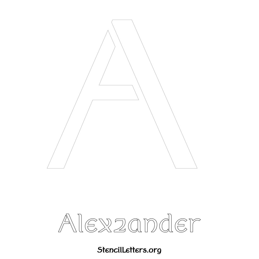 Alexzander printable name initial stencil in Ancient Lettering