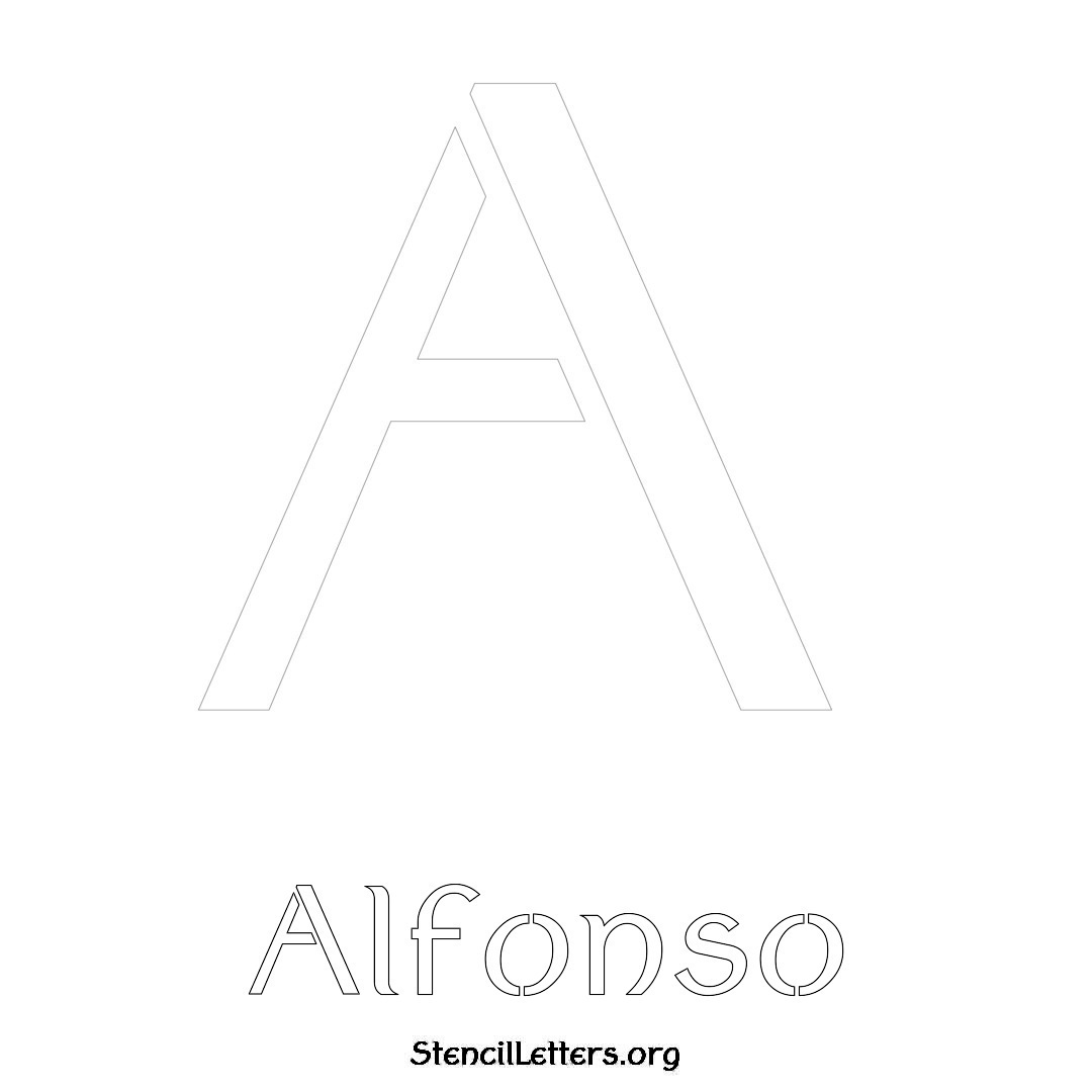 Alfonso printable name initial stencil in Ancient Lettering