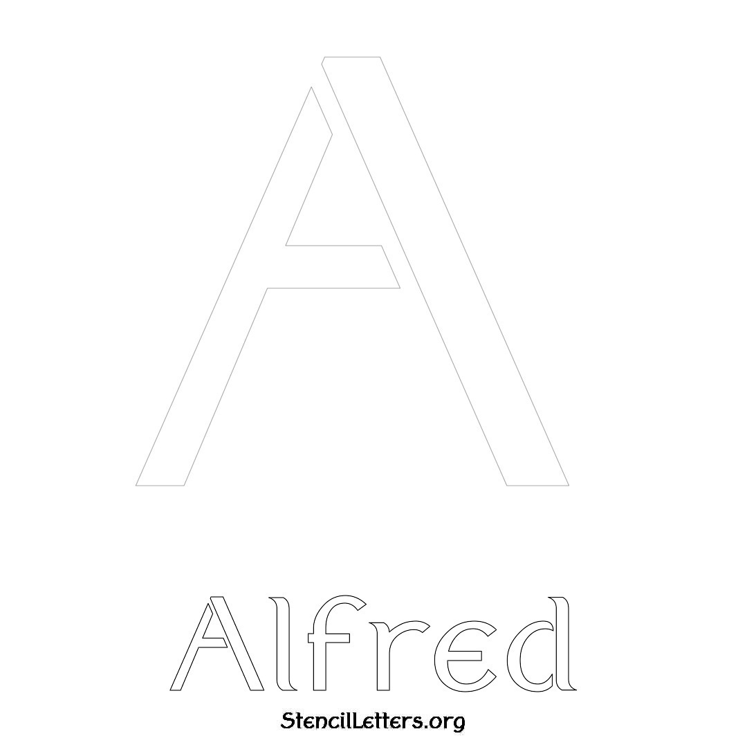 Alfred printable name initial stencil in Ancient Lettering