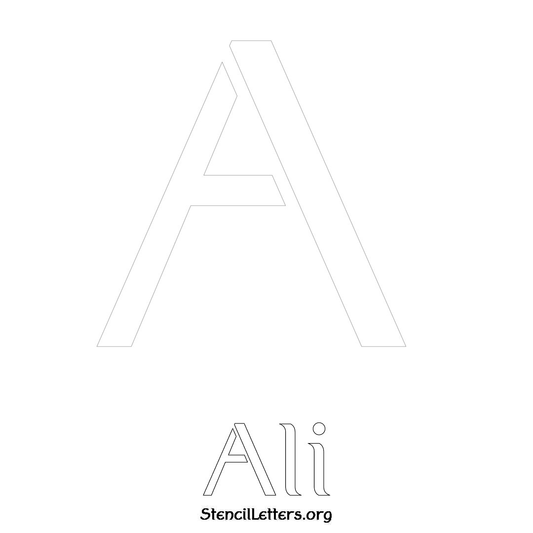 Ali printable name initial stencil in Ancient Lettering