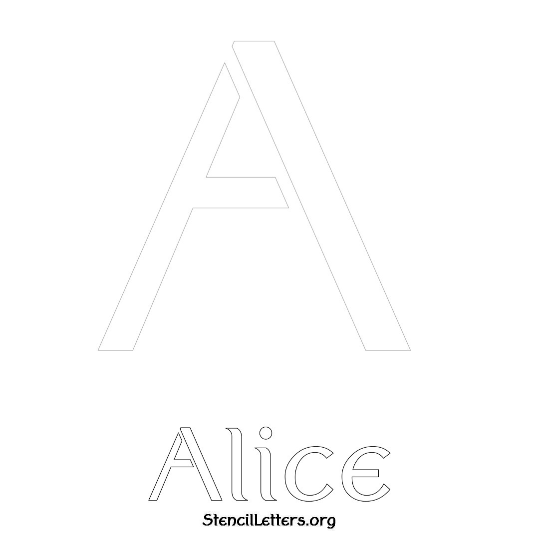 Alice printable name initial stencil in Ancient Lettering